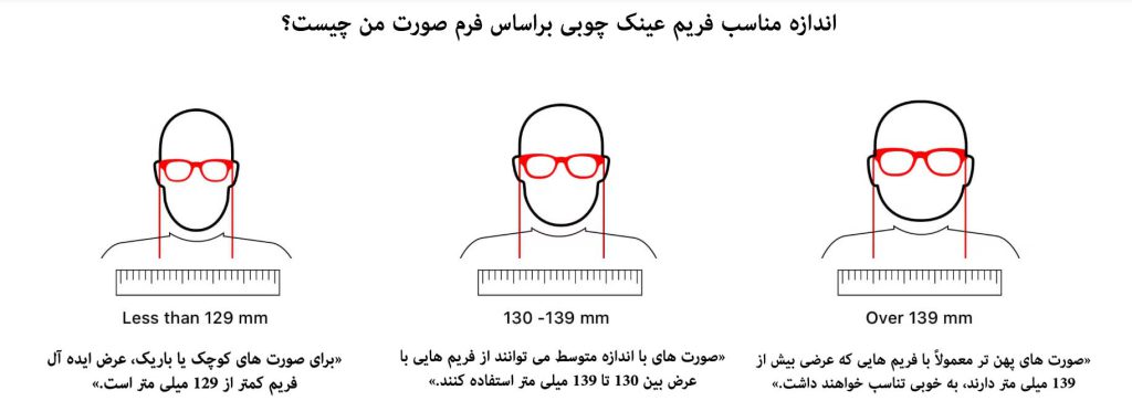 اندازه مناسب فریم عینک چوبی براساس فرم صورت من چیست؟